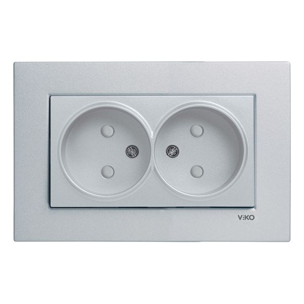 Novella-Trenda Silver Two Gang Socket Child Protection image 1