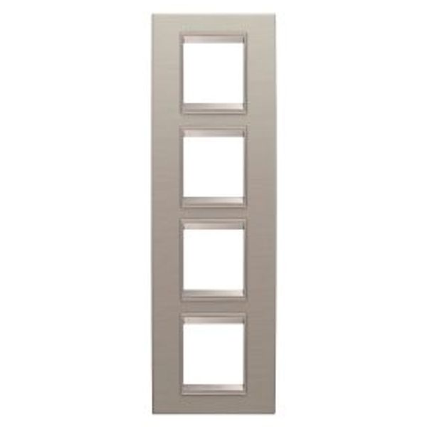 LUX INTERNATIONAL PLATE - IN METAL - 2+2+2+2 MODULES VERTICAL - BRUSHED ALUMINIUM - INNER FRAME MATT LIGHT BRONZE - CHORUSMART image 1