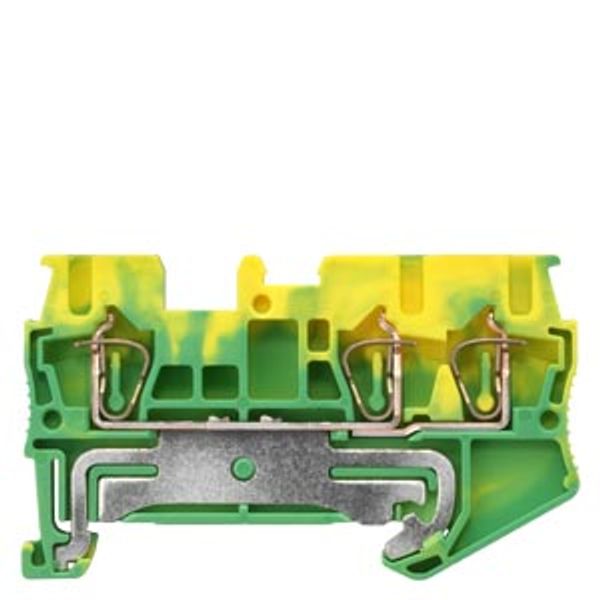 Terminal, spring-loaded terminal, 3 clamping points, PE/PEN terminal, 2.5 mm², green-yellow image 1
