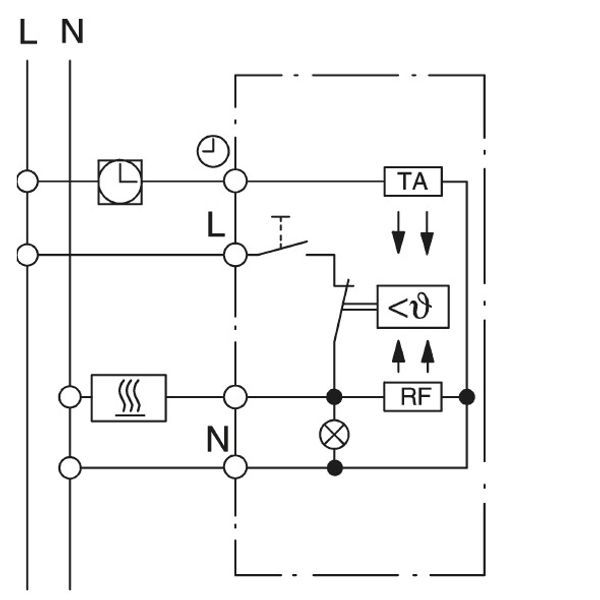 UP room controller, RAL1013 glossy 55x55, 5-30C, AC 230V, 1NC, 10 A, temperature reduction approx. 4K, switch on/off, display controller "heating" image 3