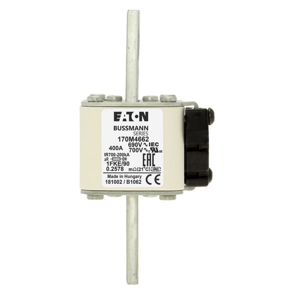 Fuse-link, high speed, 400 A, AC 690 V, size 1, 53 x 69 x 136 mm, aR, IEC, UL, type K indicator, 90 mm centers image 14