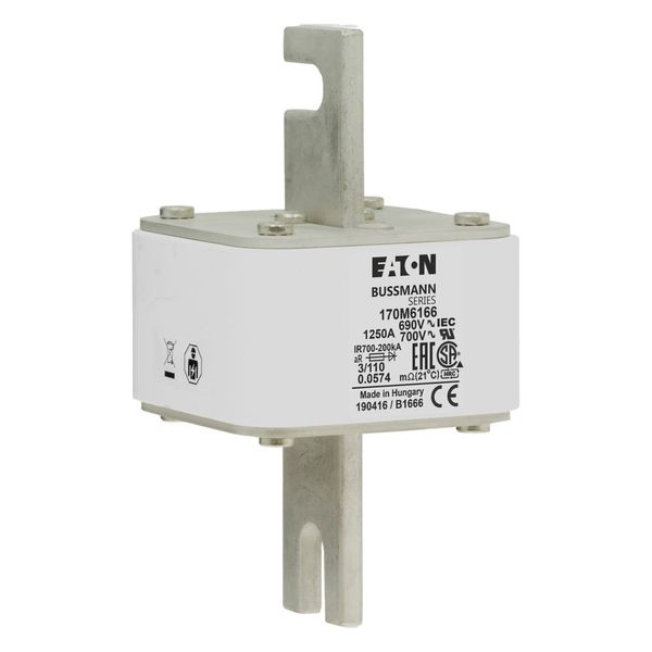 Fuse-link, high speed, 1250 A, AC 690 V, DIN 3, 76 x 90 x 139 mm, aR, DIN, IEC, single indicator image 17