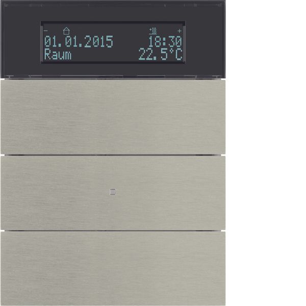 B.IQ push-b. 3gang thermostat, display, KNX - B.IQ, stainl. steel meta image 1