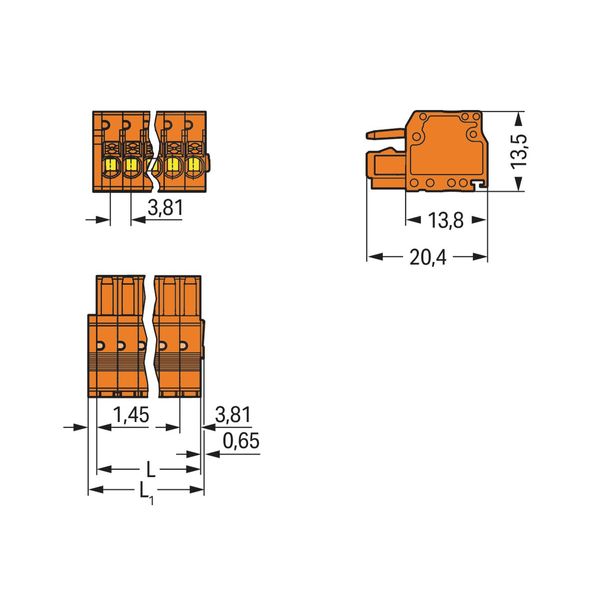 1-conductor female connector push-button Push-in CAGE CLAMP® orange image 2