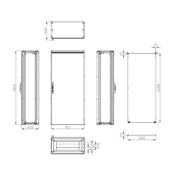 Modular enclosure 1 door IP55 H=1800 W=800 D=400 mm image 3