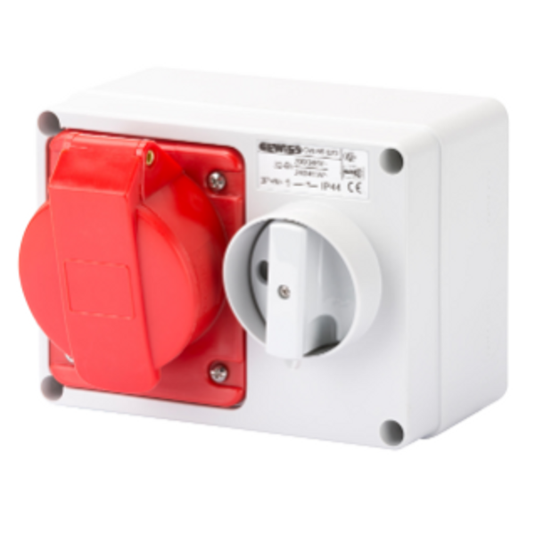 FIXED INTERLOCKED HORIZONTAL SOCKET-OUTLET - WITH BOTTOM - WITHOUT FUSE-HOLDER BASE - 3P+E 32A 380-415V - 50/60HZ 6H - IP44 image 1