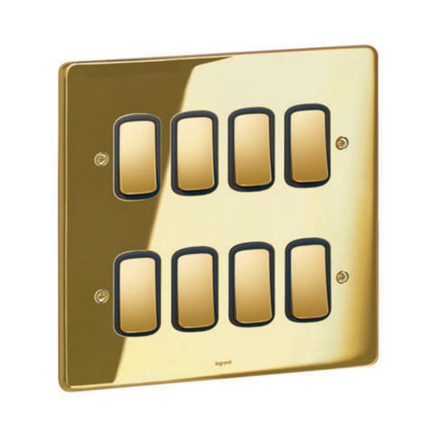 Front plate - 8 Grid module - 2 x 2 gang - Synergy™ Authentic - glossy gold image 1