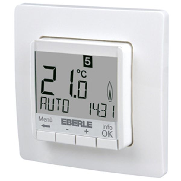 Clock thermostat as room controller, AC 230V, 1 changeover contact, heating 5(2) A, cooling 1(1) A, white backlighting image 2