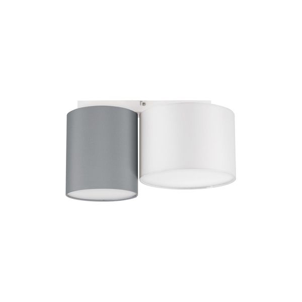 Sandy White Metal Base White & Grey Fabric Shade LED E27 2x12 Watt 230 Volt IP20 Bulb Excluded D: 35 W: 20 H: 17 cm image 1