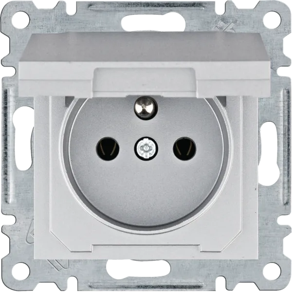 2P+Z socket with cover - silver image 1