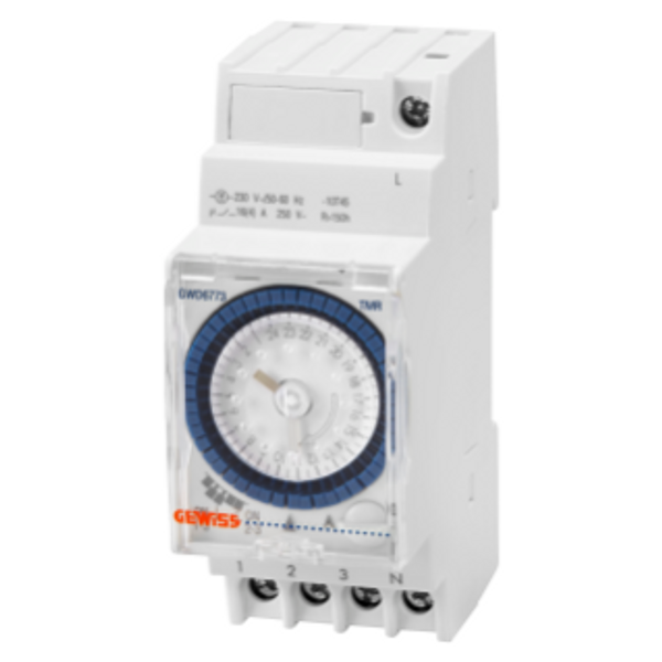 DAILY TIME SWITCH - CHARGE RISERVE 150H - 1 CHANGEOVER CONTACT - 2 MODULES image 1