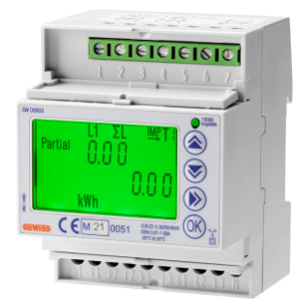 ENERGY METER - MID - THREE PHASE - DIGITAL - USING TA/5A - IP20 - 4 MODULES - DIN RAIL MOUNTING image 1