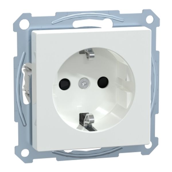 SCHUKO socket-outlet, shutter, screwl. term., active white, glossy, System M image 3