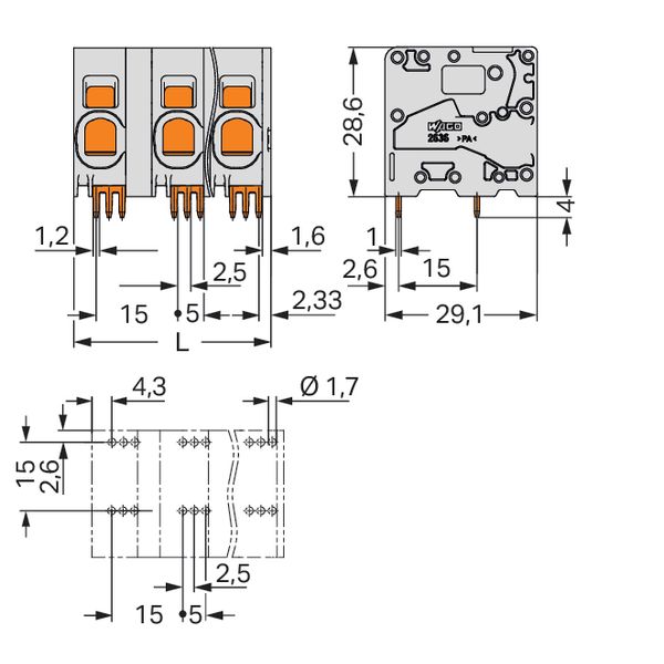 PCB terminal block 16 mm² Pin spacing 15 mm gray image 7