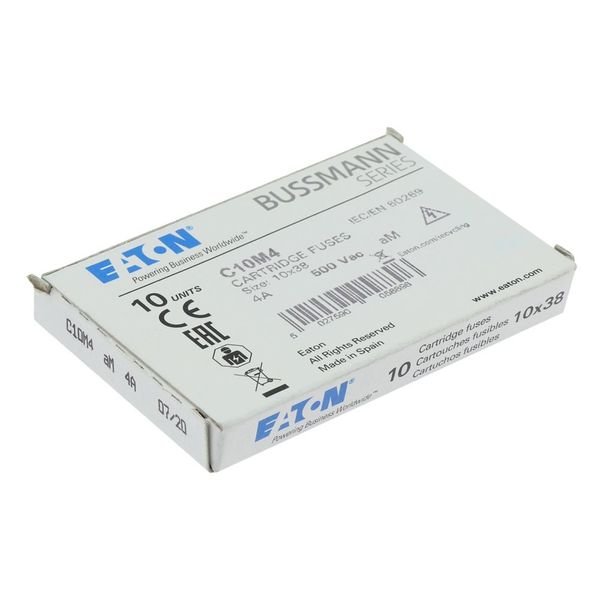 Fuse-link, LV, 4 A, AC 500 V, 10 x 38 mm, aM, IEC image 10