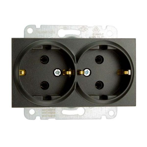 Karre Plus-Arkedia Black Two Gang Earthed Socket image 1