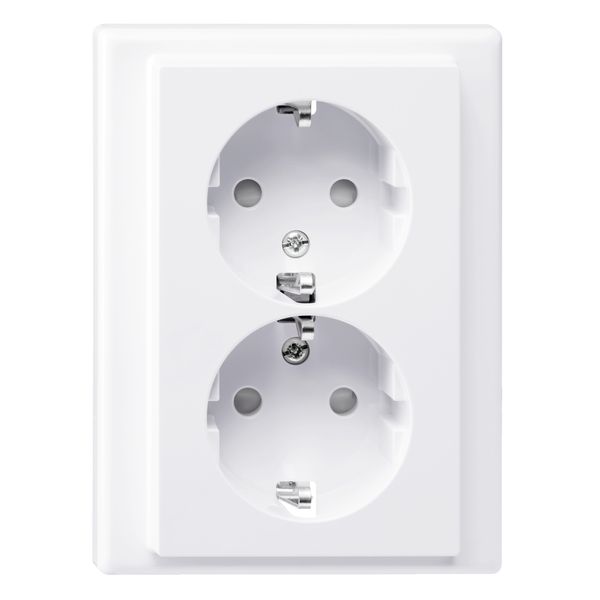 SCHUKO double socket-outlet, shuttered, screwless term., active white, M-Smart image 3