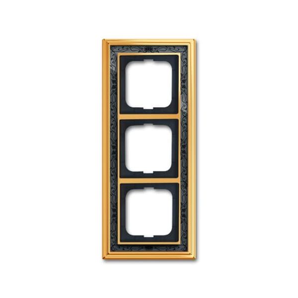 1723-833-500 Cover Frame 3gang(s) polished brass decor anthracite - Busch-Dynasty image 1