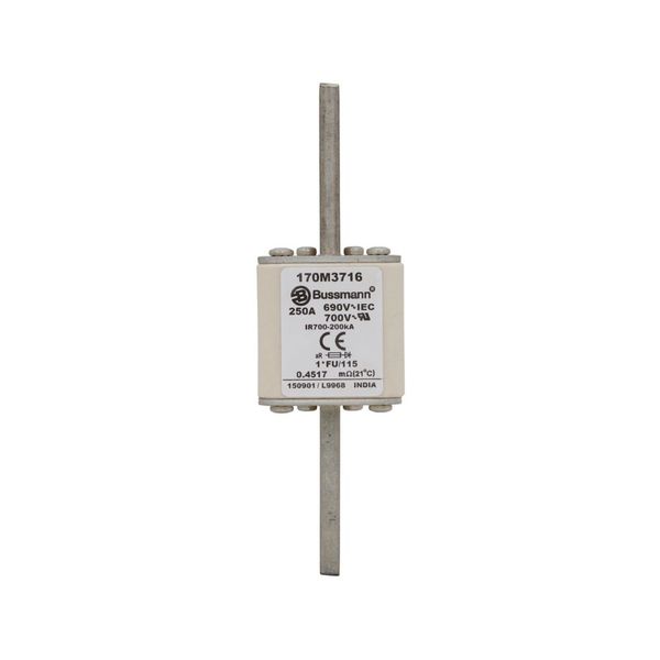 Fuse-link, high speed, 250 A, AC 690 V, compact size 1, 45 x 45 x 148 mm, aR, IEC, UL image 8