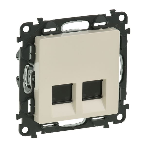 Double RJ45 socket Valena Life category 6 a STP with cover plate ivory image 1