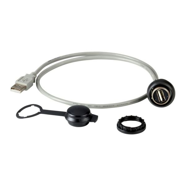 Bulkhead interface, 0.6 m, Prefabricated cable with permanently connected USB 3.0 Type A plug, Bezel: black image 4