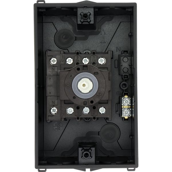 Main switch, P1, 25 A, surface mounting, 3 pole + N, Emergency switching off function, With red rotary handle and yellow locking ring, Lockable in the image 49