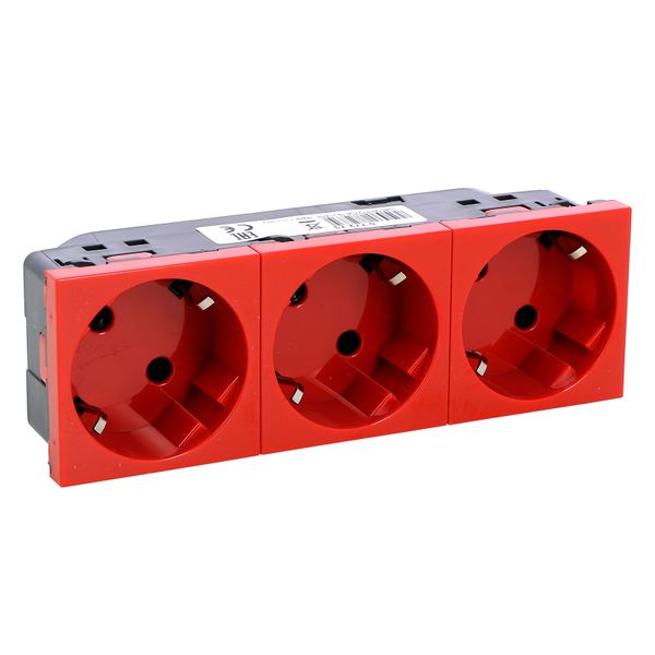 Multi-support multiple socket Mosaic - 3 x 2P+E automatic terminals - red image 2