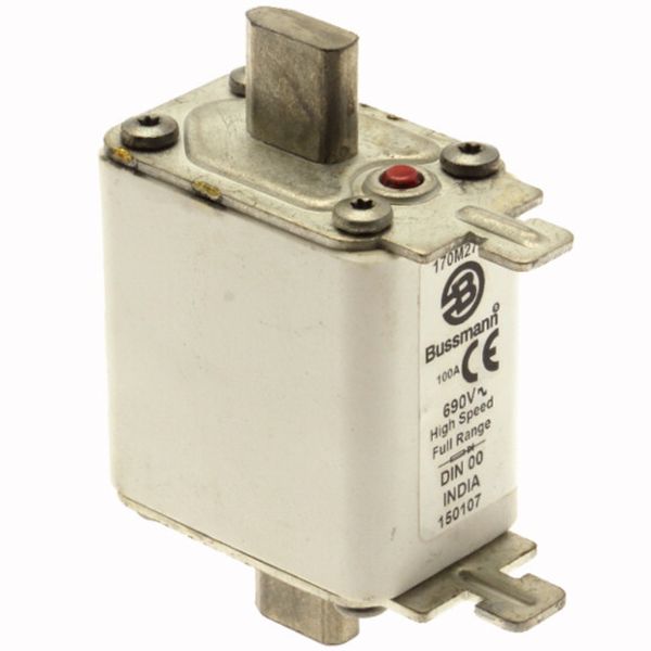 Fuse-link, high speed, 100 A, AC 690 V, DIN 00, 30 x 60 x 79 mm, gR, DIN, IEC, single indicator image 4