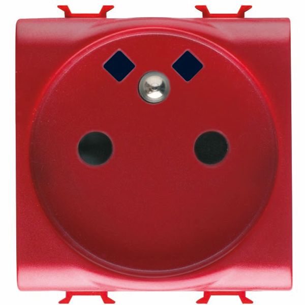 FRENCH STANDARD SOCKET-OUTLET 250V ac - FRONT TIGHTENING TERMINALS - FOR DEDICATED LINES - 2P+E 16A - 2 MODULES - RED - CHORUSMART image 2