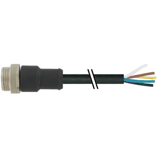 Mini (7/8) 5 pole, Male (Ext.) 0° w/ Cable PUR 5x1.5 (5x16AWG) bk image 1