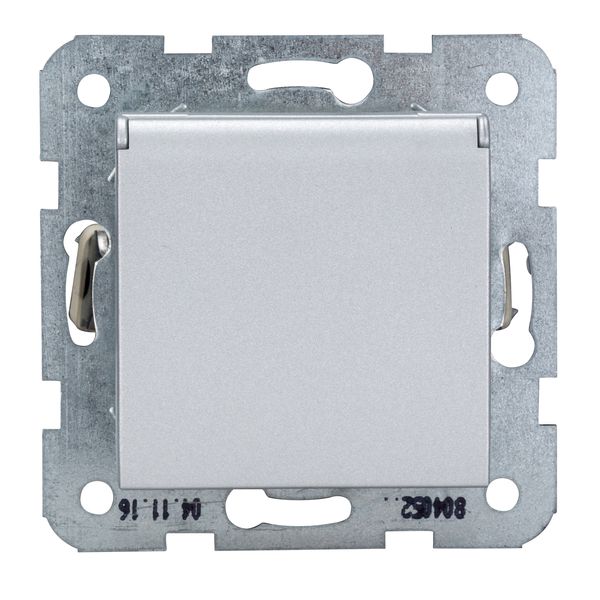 Socket outlet, flap cover, cage clamps, silver image 2