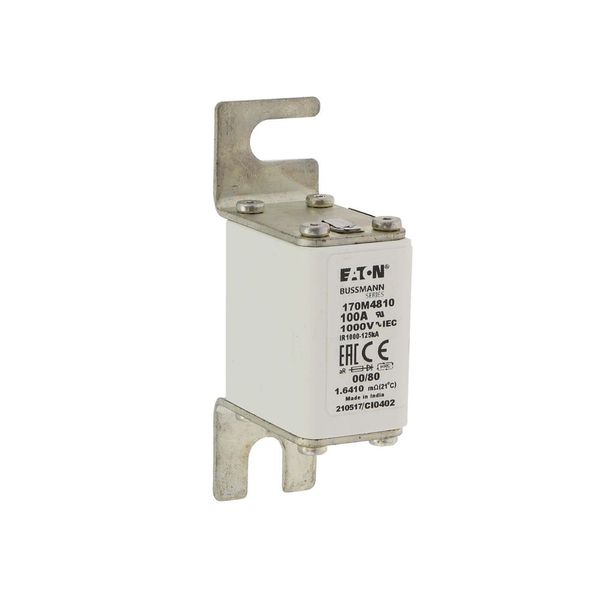 Fuse-link, high speed, 100 A, AC 1000 V, size 00, 30 x 47 x 98 mm, aR, DIN, IEC, single indicator image 18