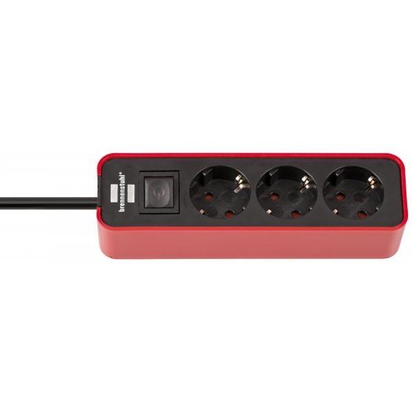 Ecolor Extension Socket 3way red/black with switch image 1