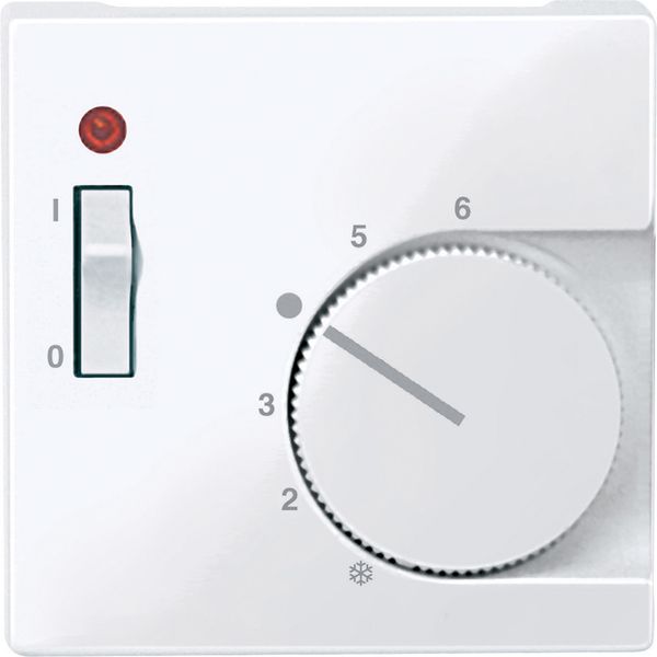 Cen.pl. f. room temp. ctrl insert w. switch, active white, glossy, System M image 1