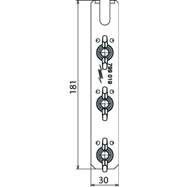 3-pole earthing busbar M10 with wing nut image 2