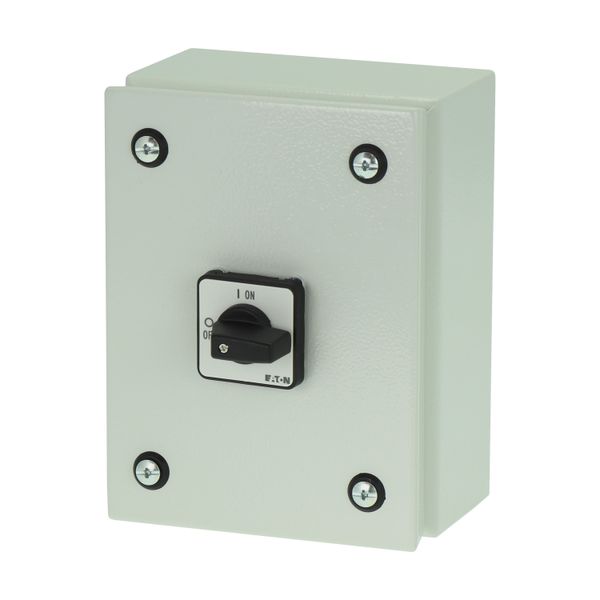 On-Off switch, P1, 40 A, 3 pole, surface mounting, with black thumb grip and front plate, in steel enclosure image 5