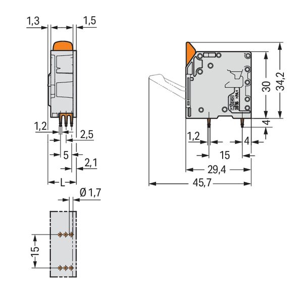 PCB terminal block lever 16 mm² gray image 4