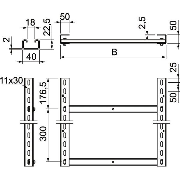 SLM50C40F 60 FT Vertical ladder rung distance 300 mm 600x3000mm image 2
