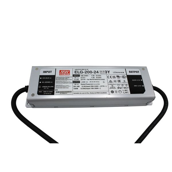 ELG-200-24-3Y Led driver, IP67 201,6W, 24V, 8,4A CV+CC + PE, MEAN WELL image 1