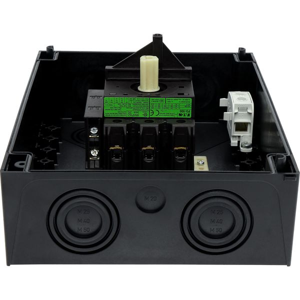 Main switch, P3, 100 A, surface mounting, 3 pole, 1 N/O, 1 N/C, STOP function, With black rotary handle and locking ring, Lockable in the 0 (Off) posi image 47