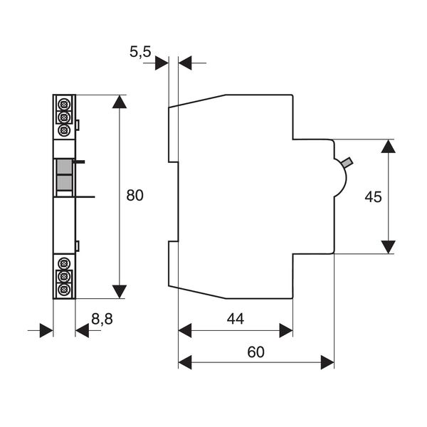 Auxiliary Contact, 1NO+1NC, Screw on Type, for MCBs, 4A image 3