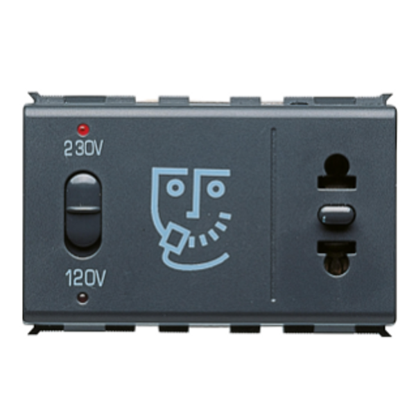 EUROPEAN/AMERICAN STANDARD SHAVER SOCKET-OUTLET - INSULATION TRANSFORMER - 230V 50/60Hz - 3 MODULES - PLAYBUS image 1