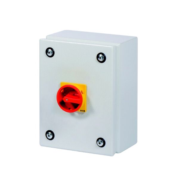 Main switch, T0, 20 A, surface mounting, 4 contact unit(s), 8-pole, Emergency switching off function, With red rotary handle and yellow locking ring, image 3