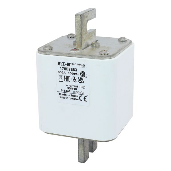 Fuse-link, high speed, 800 A, AC 1000 V, DIN 3, aR, DIN, visual indicator image 25