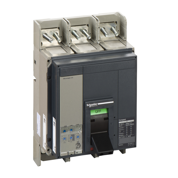 circuit breaker ComPact NS1250N, 50 kA at 415 VAC, Micrologic 5.0 trip unit, 1250 A, fixed,3 poles 3d image 4