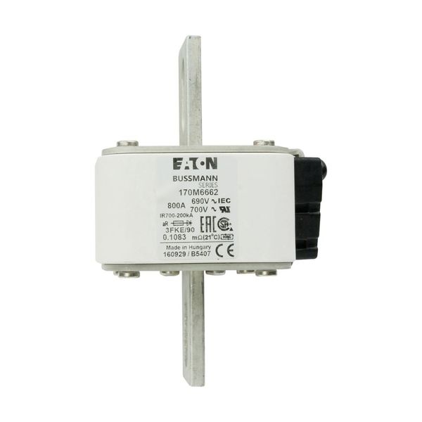 Fuse-link, high speed, 800 A, AC 690 V, size 3, 76 x 92 x 135 mm, aR, IEC, UL, single indicator image 6