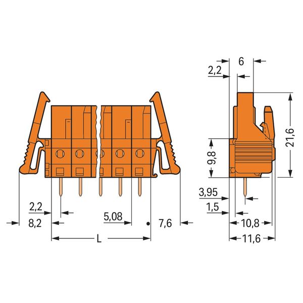 THT female header straight Pin spacing 5.08 mm orange image 3