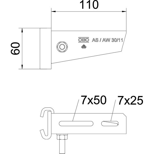 AS 30 11 FT Support bracket for IS 8 support B110mm image 2
