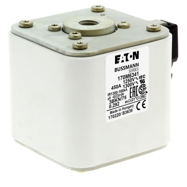 Fuse-link, high speed, 450 A, AC 1250 V, size 3, 76 x 92 x 76 mm, aR, IEC, UL, single indicator image 21