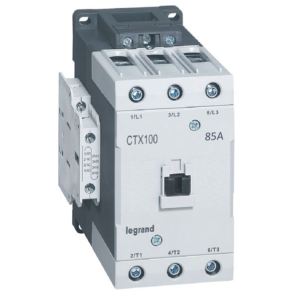 3-pole contactors CTX³ 65 - 85 A - 24 V= - 2 NO + 2 NC - lug terminals image 1